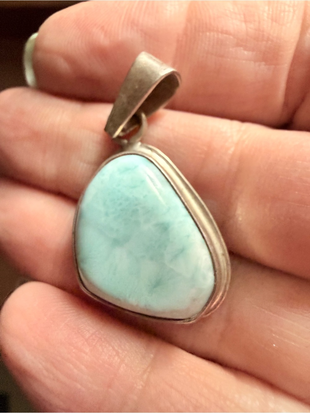 Larimar & Sterling Silver Pendant | Ocean Blue Natural Stone | Dominican